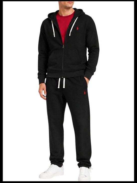 Polo Ralph Lauren Other - Polo Ralph Lauren Men's Fleece Tracksuit Set Black Full Zip Big & Tall XLT LT